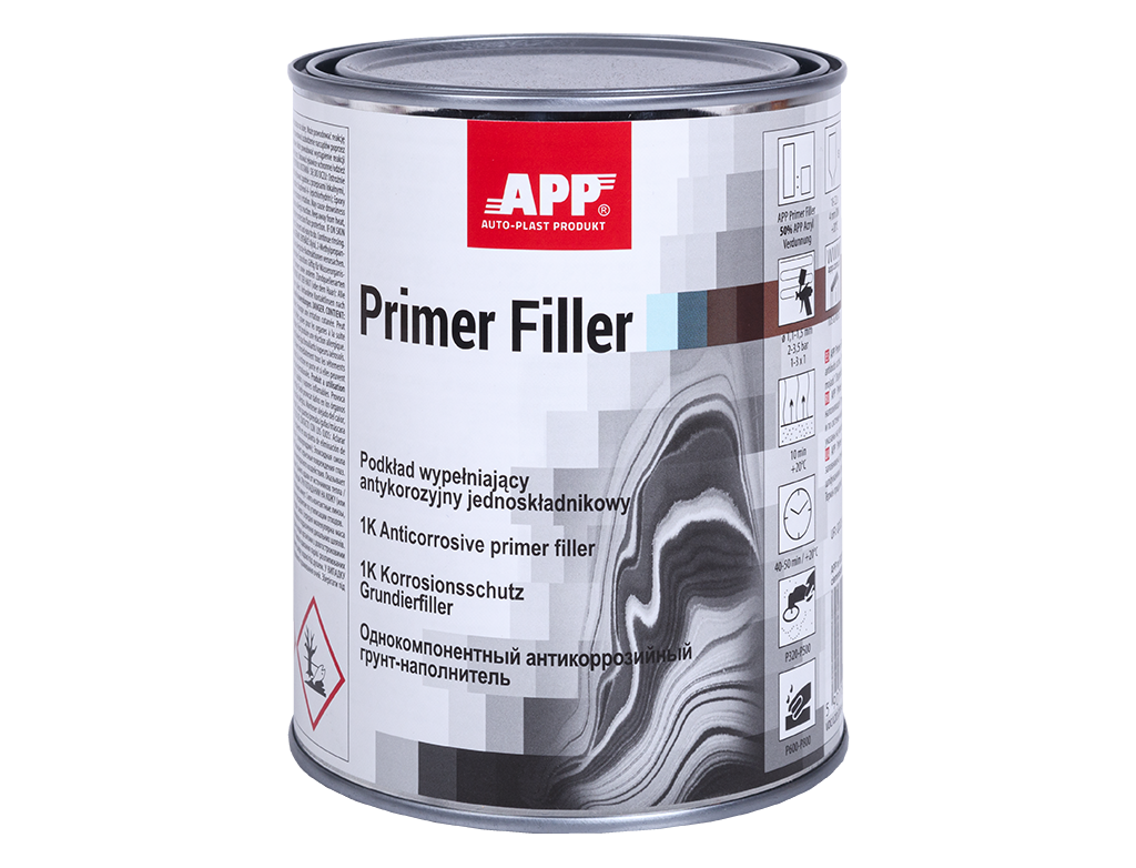 APP Primer Filler - Podkład wypełniający antykorozyjny jednoskładnikowy | Jasnoszary | 1,0L