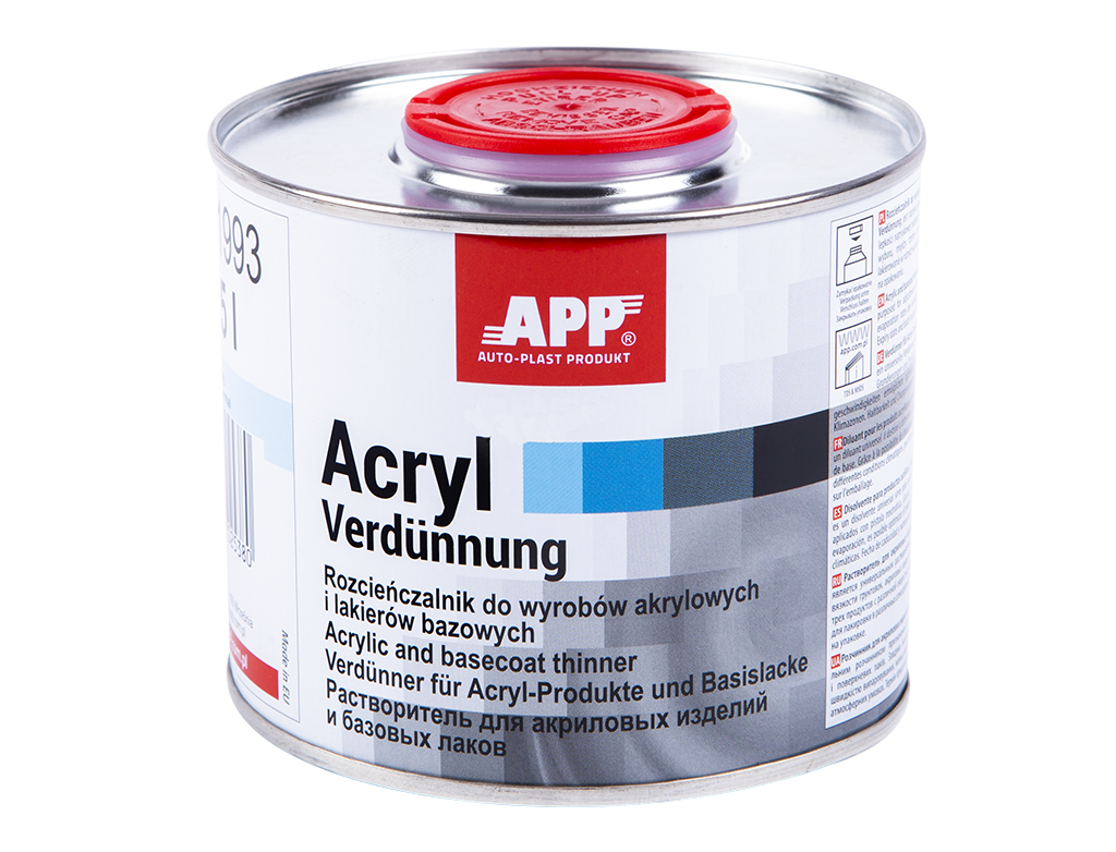 APP Acryl Verdunnung. Rozcieńczalnik do wyrobów akrylowych i lakierów bazowych | Normalny | 0,5 L