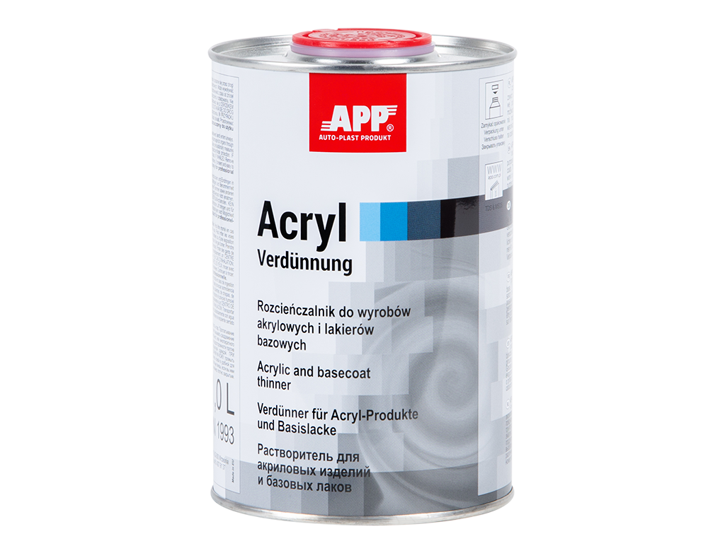 APP Acryl Verdunnung - Rozcieńczalnik do wyrobów akrylowych i lakierów bazowych | Normalny | 1,0 L