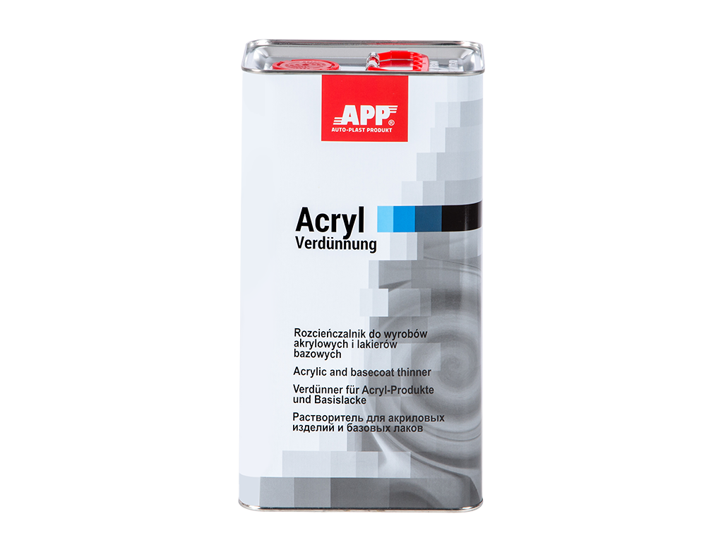Rozcieńczalnik do wyrobów akrylowych i lakierów bazowych APP Acryl Verdunnung|Szybki | 5,0 L
