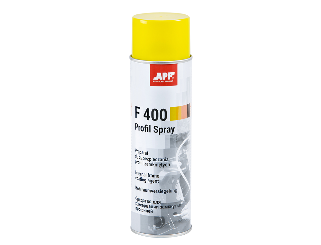 APP F400 Spray Profil Preparat do zabezpieczania profili zamkniętych. | Kolor bursztynowy |Spray
